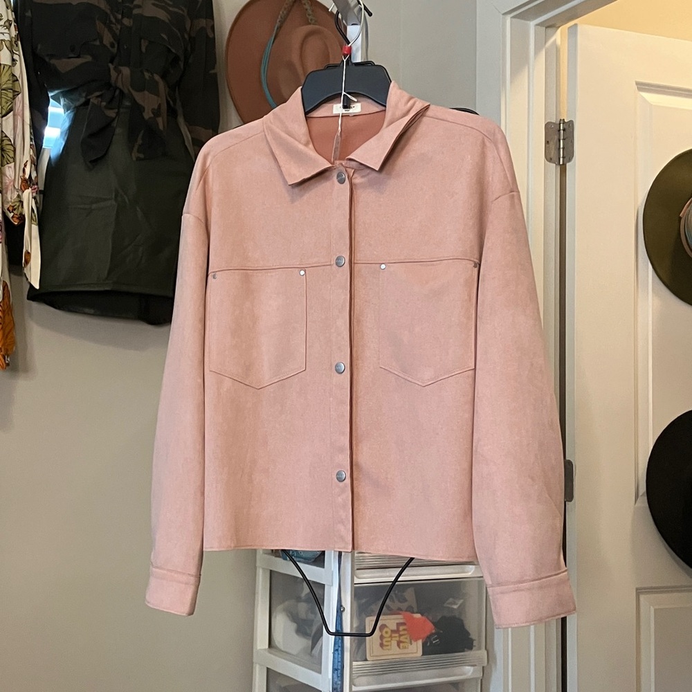 Dylan Blush Utility Faux Suede Jacket